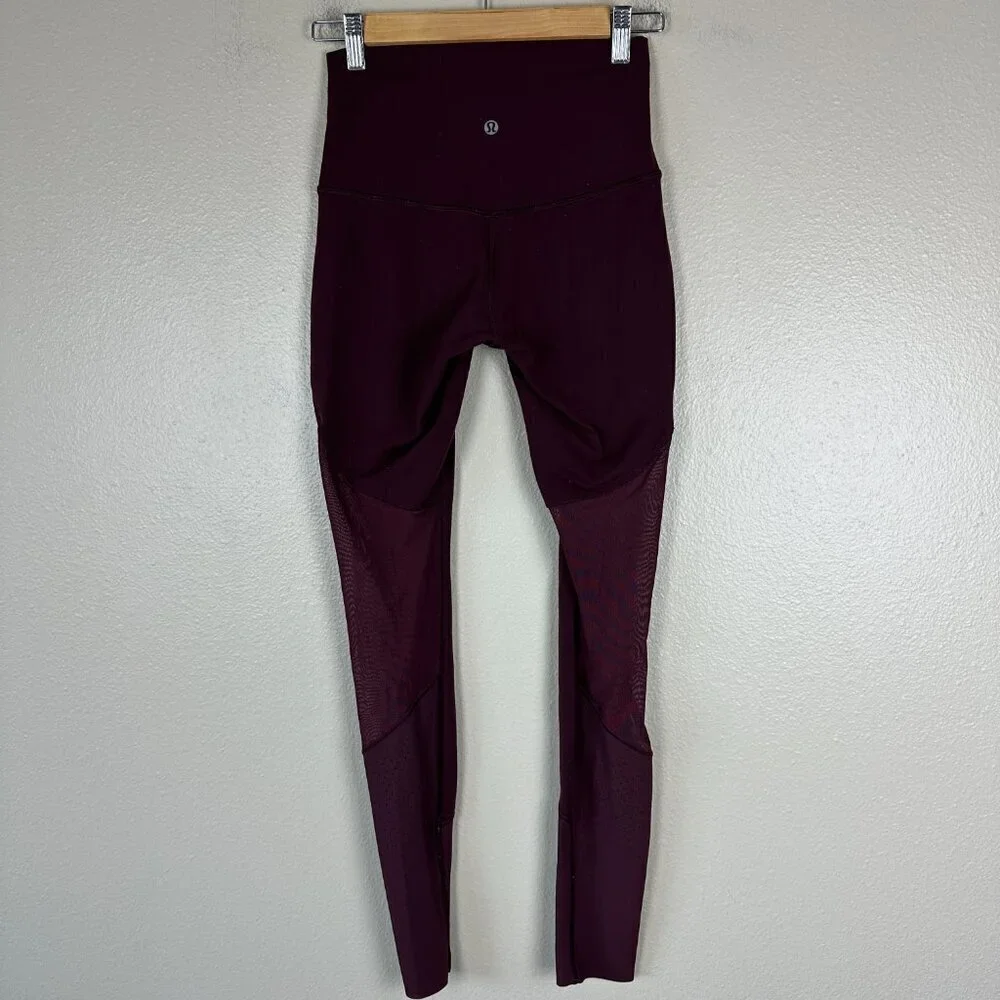 Lululemon Barre Star Leggings Yoga Athleisure Full-On Luon Bordeaux Drama Size 6
